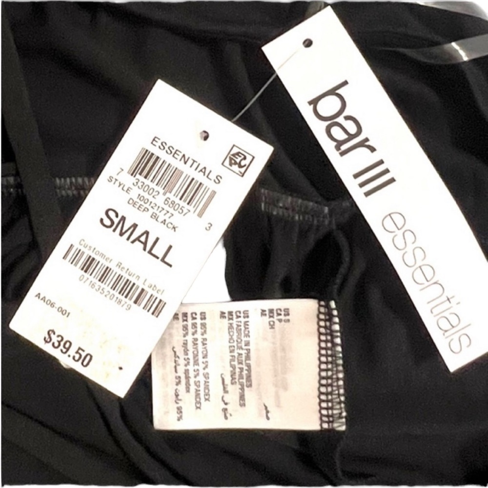 Bar III Essentials Spaghetti Strap Deep Black Top… - image 10